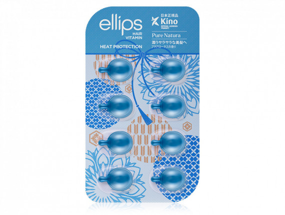 Вітаміни для волосся Ellips "Сила лотоса" Hair Vitamin Heat Protection, 8 капсул по 1 мл.
